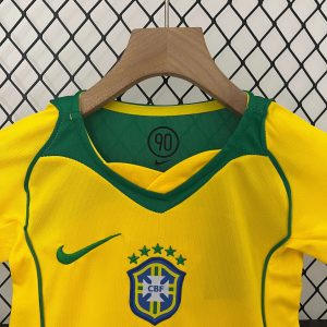 2004 Retro Kids Size Brazil Home Soccer Jersey