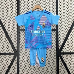 2024/2025 Kids Size Real Madrid Blue Goalkeeper Football Shirt 1:1 Thai Quality