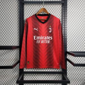 2023/2024 Long Sleeve AC Milan Home Soccer Jersey 1:1 Thai Quality