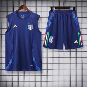 2024 Italy Pre-match training Blue Jersey+Shorts 1:1 Thai Quality