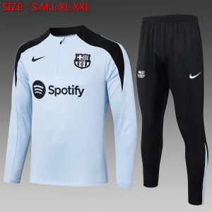 2024/2025 Barcelona Half-Pull Training Suit Light Blue Football Shirt 1:1 Thai Quality