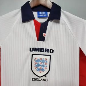 1998 Retro Long Sleeve England Home Soccer Jersey