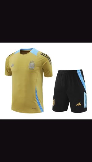 2024 Argentina Pre-match Training Glod Shirt+Shorts 1:1 Thai Quality