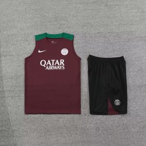 2024/2025 Psg Paris Saint-Germain pre-match training Wine Red Jersey+Shorts 1:1 Thai Quality