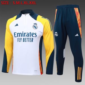 2024/2025 Real Madrid Half-Pull Training Suit White Football Shirt 1:1 Thai Quality