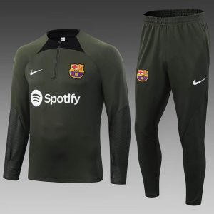 2023/2024 Barcelona Half-Pull Training Suit Army Green Jersey