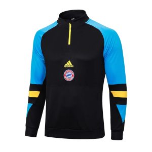 2023/2024 Bayern Munich Half-Pull Training Suit Black-Blue Football Shirt 1:1 Thai Quality