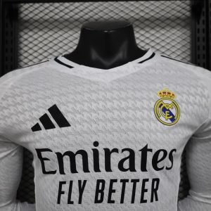 2024/2025 Long Sleeve Player Version Real Madrid Home Soccer Jersey 1:1 Thai Quality