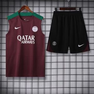 2024/2025 Psg Paris Saint-Germain pre-match training Wine Red Jersey+Shorts 1:1 Thai Quality