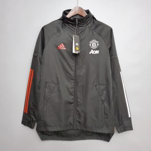 2021 Manchester United Jersey Windbreaker Black(White-Red Edge)