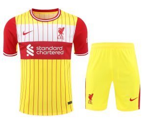 2024/2025 Liverpool Pre-match Training Yellow-Red Shirt+Shorts  1:1 Thai Quality