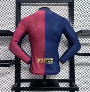 2024/2025 Long Sleeve Player Version Barcelona Home Jersey 1:1 Thai Quality