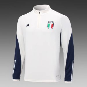 2023 Italy Half-Pull Training Suit Off-White Soccer Shirt