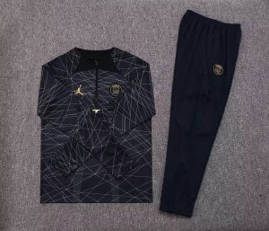 2022/2023 Psg Paris Saint-Germain Half-Pull Training Suit Black Gold