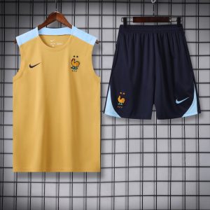 2024 France pre-match training Glod Jersey+Shorts 1:1 Thai Quality