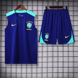 2024 Brazil pre-match training Blue Jersey+Shorts 1:1 Thai Quality