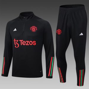 2023/2024 Manchester United Half-Pull Training Suit Black Football Shirt 1:1 Thai Quality