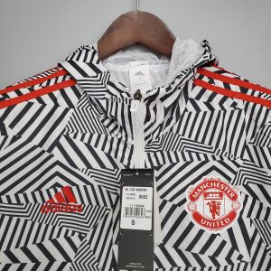 2021/2022 Manchester United Jersey Windbreaker Black-White Stripes