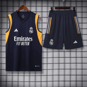 2023/2024 Real Madrid pre-match training Black Jersey+Shorts