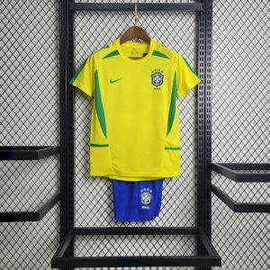 2002 Retro Kids Size Brazil Home Soccer Jersey