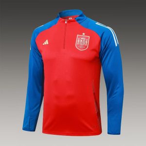 2024 Spain Half-Pull Training Suit Red Football Shirt 1:1 Thai Quality