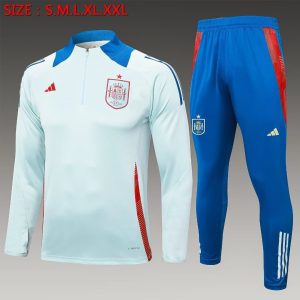 2024 Spain Half-Pull Training Suit Light Blue Football Shirt 1:1 Thai Quality