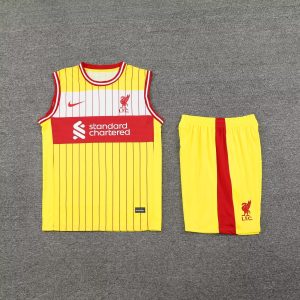 2024/2025 Liverpool Pre-match Training Yellow-Red Jersey+Shorts  1:1 Thai Quality