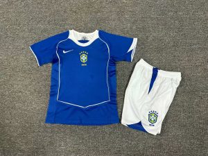 2004 Retro Kids Size Brazil Away Soccer Jersey