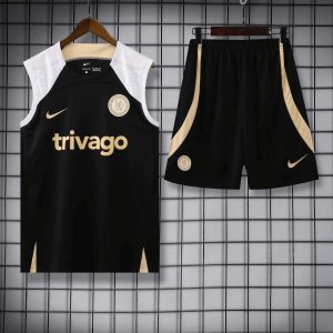 2023/2024 Chelsea pre-match training Black Jersey+Shorts  1:1 Thai Quality