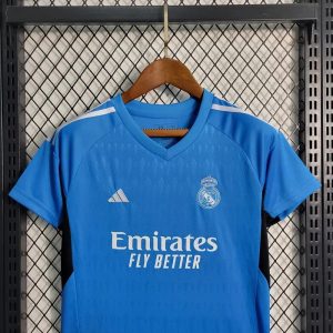 2023/2024 Real Madrid Blue Goalkeeper Football Shirt Kids Size