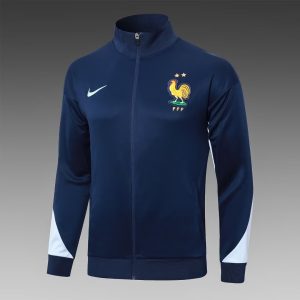 2024 France Long Zipped Jacket Royal Blue Football Shirt 1:1 Thai Quality