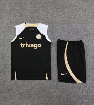 2023/2024 Chelsea pre-match training Black Jersey+Shorts  1:1 Thai Quality