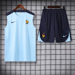 2024 France pre-match training Light Blue Jersey+Shorts 1:1 Thai Quality