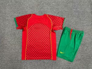 2004 Retro Kids Size Portugal Home Football Shirt 1:1 Thai Quality