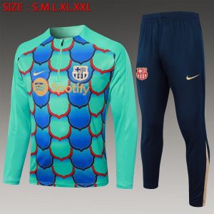 2024/2025 Barcelona Half-Pull Training Suit Green-Blue Football Shirt 1:1 Thai Quality