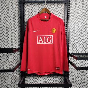 2007-2008 Retro Long Sleeve Manchester United Home Football Shirt 1:1 Thai Quality