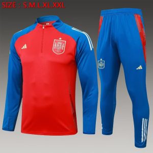 2024 Spain Half-Pull Training Suit Red Football Shirt 1:1 Thai Quality