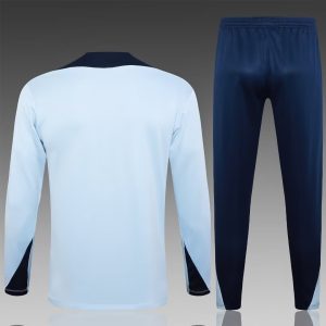 2024 France Half-Pull Training Suit Light Blue Football Shirt 1:1 Thai Quality