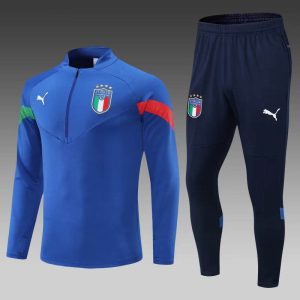 2022 Italy Half-Pull Training Suit Blue Soccer Shirt