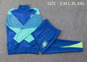 2024 Spain Long Zipped Jacket Blue Football Shirt 1:1 Thai Quality