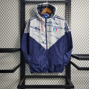 2023/2024 Italy Windbreaker White-Blue Jersey