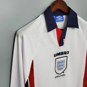 1998 Retro Long Sleeve England Home Soccer Jersey