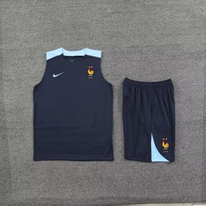 2024 France pre-match training Blue Jersey+Shorts 1:1 Thai Quality