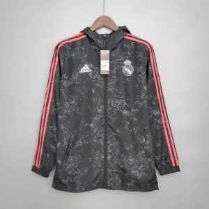 2021/2022 Real Madrid Jersey Windbreaker Black Pattern