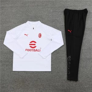 2023/2024 AC Milan Half-Pull Training Suit White Soccer Jersey 1:1 Thai Quality