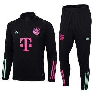 2023/2024 Bayern Munich Half-Pull Training Suit Black Football Shirt 1:1 Thai Quality