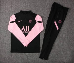 2021/2022 Psg Paris Saint-Germain Half-Pull Training Suit Black Pink Sleeves