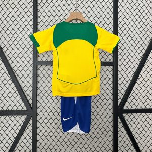 2004 Retro Kids Size Brazil Home Soccer Jersey