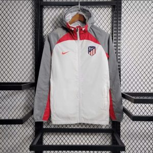 2023/2024 Atletico Madrid Windbreaker white and Gray Soccer Jersey