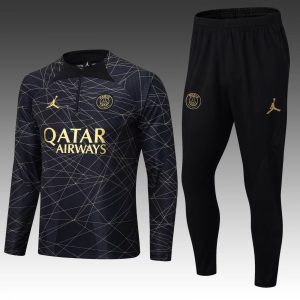 2022/2023 Psg Paris Saint-Germain Half-Pull Training Suit Black Gold